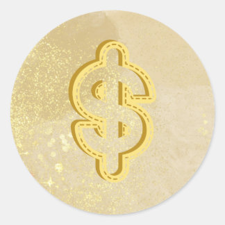 Money Reiki infundierte GelbDollar-Symbol Runder Aufkleber