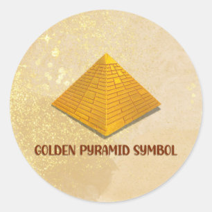 Money Reiki infundierte Goldene Pyramide Symbol Runder Aufkleber