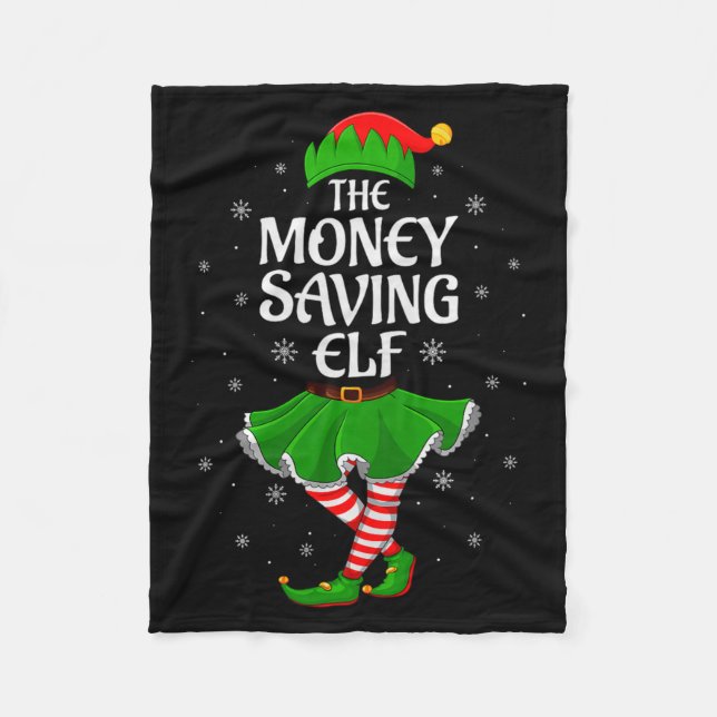 Money Saving Elf Christmas Family Girls Women Elf  Fleecedecke (Vorderseite)