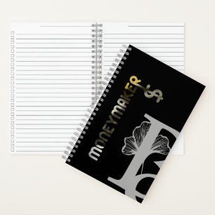 MONEYMAKER Spiralnotizbuch Abstract Schwarz Weiß Notizbuch