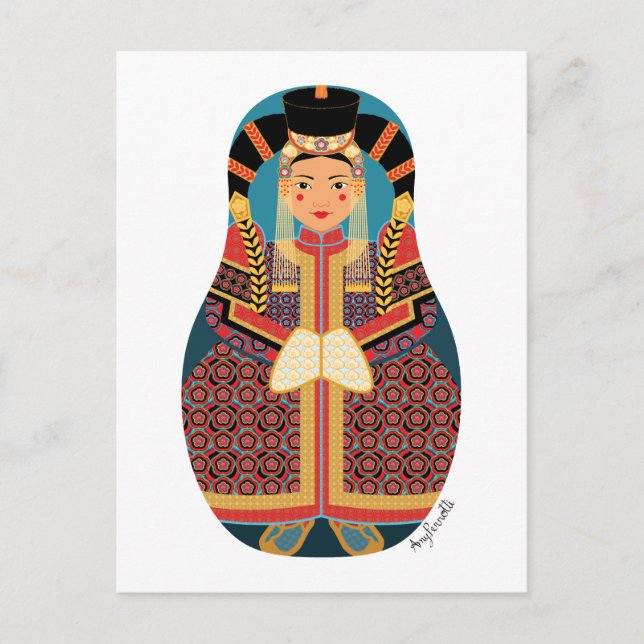 Mongol Matryoshka Postcard Postkarte (Vorderseite)