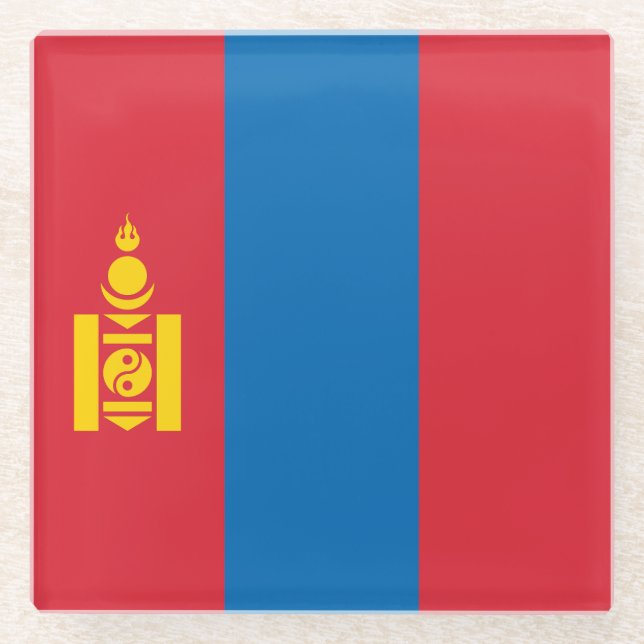 Mongolei-Flagge Glasuntersetzer (Vorderseite)