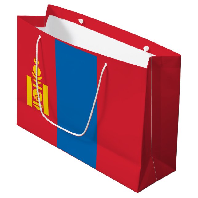 Mongolei-Flagge Große Geschenktüte (Vorderseite Schrägansicht)