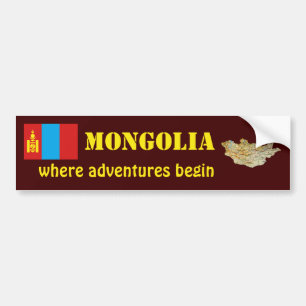 Mongolei-Flagge + Karten-Autoaufkleber Autoaufkleber