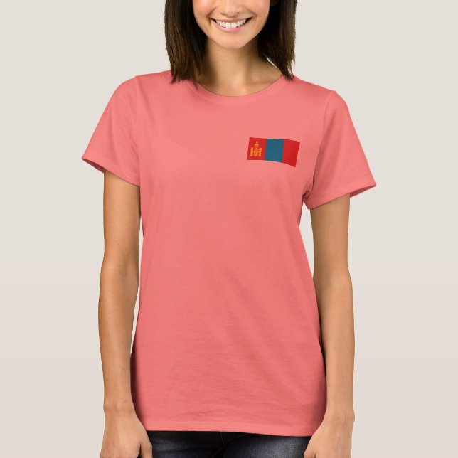 Mongolei-Flagge + Karten-T - Shirt (Vorderseite)