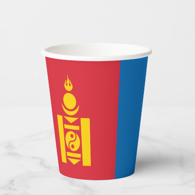 Mongolei-Flagge Pappbecher (Vorderseite)