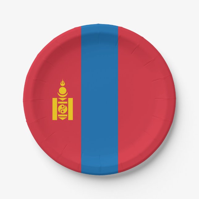 Mongolei-Flagge Pappteller (Vorderseite)