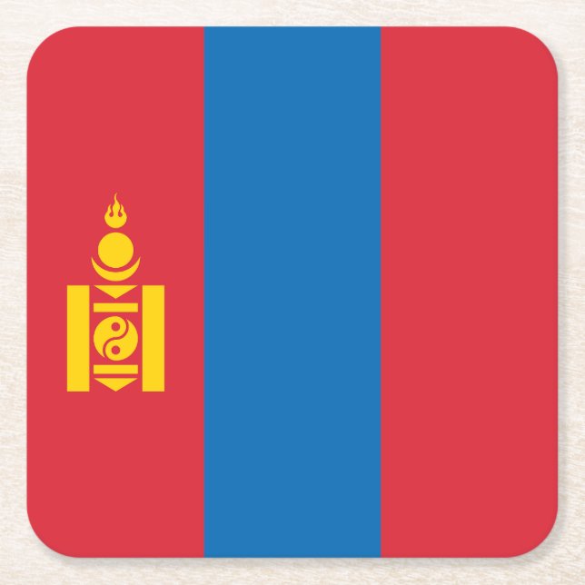 Mongolei-Flagge Rechteckiger Pappuntersetzer (Vorderseite)