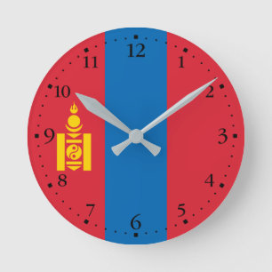 Mongolei-Flagge Runde Wanduhr