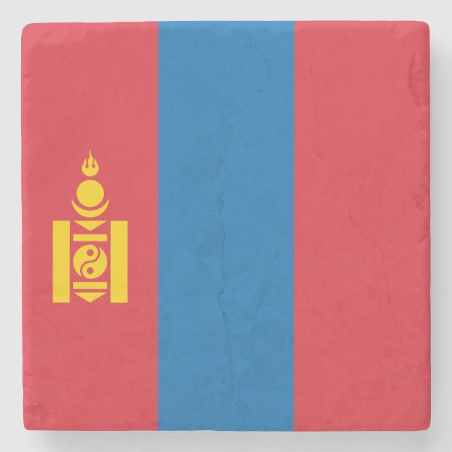 Mongolei-Flagge Steinuntersetzer (Vorderseite)