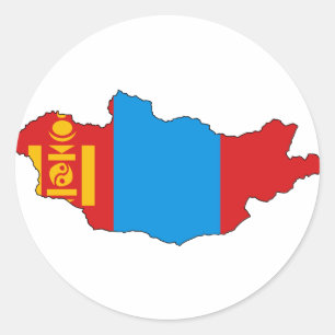 Mongolei-Flaggenkarte Runder Aufkleber