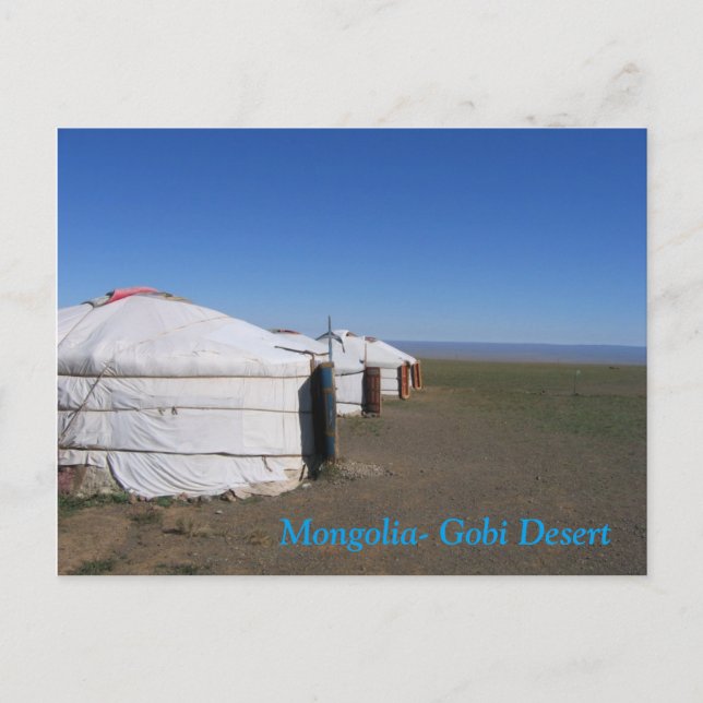 Mongolei - Gobi Wüste Ger Camp Postkarte (Vorderseite)