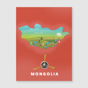 Mongolei Illustrierte Karte Tourismus Poster.