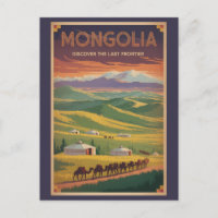 Mongolei Kamele Jurte Illustration Reise Kunst Ret