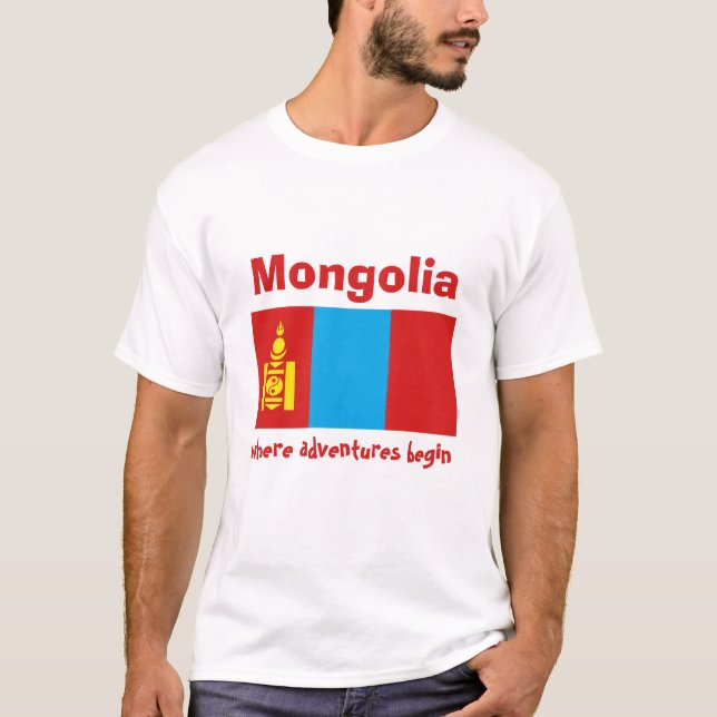 Mongolei + Karte + Text-T - Shirt (Vorderseite)