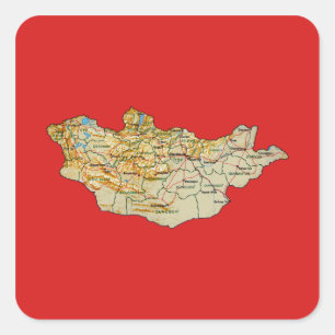 Mongolei-Kartenaufkleber Quadratischer Aufkleber