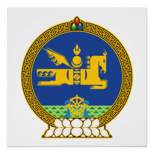 Mongolei Land Wappen Symbol Emblem Flagge Pferd Poster