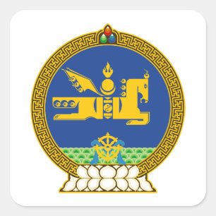 Mongolei Landeswappen Symbol Emblem Flagge Pferd Quadratischer Aufkleber