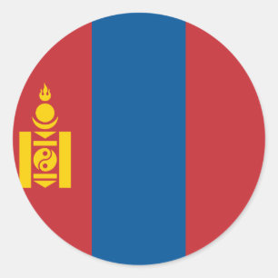 Mongolei (Mongolisch) Flagge Runder Aufkleber
