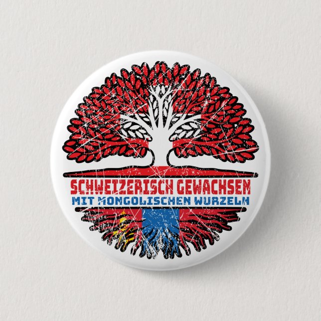 Mongolei Mongolisch Schweizer Schweiz Baum Wurzel Button (Vorderseite)