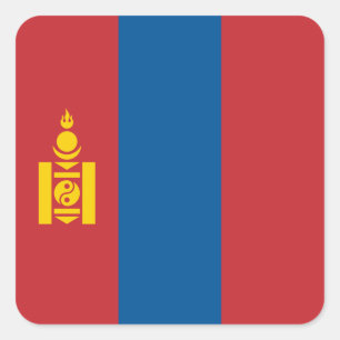 Mongolei - mongolische Flagge Quadratischer Aufkleber