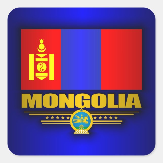 Mongolei Quadratischer Aufkleber (Vorderseite)