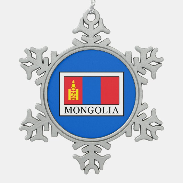 Mongolei Schneeflocken Zinn-Ornament (Vorderseite)