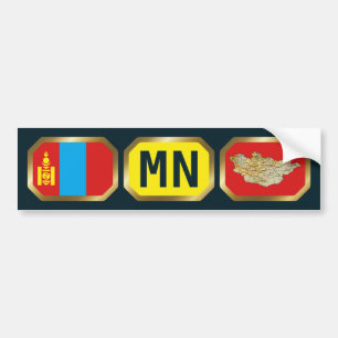 Mongolia Flag Map Code Bumper Sticker Autoaufkleber