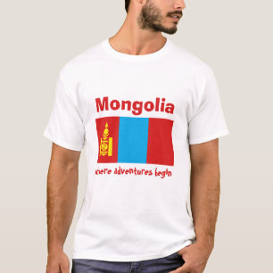 Mongolia-Flagge + Karte + Text-T-Shirt T-Shirt