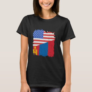 Mongolia-Flagge USA Amerika mongolischer Stolz Mon T-Shirt