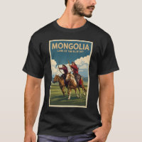 Mongolia Reiter Illustration Reise Kunst Vintage
