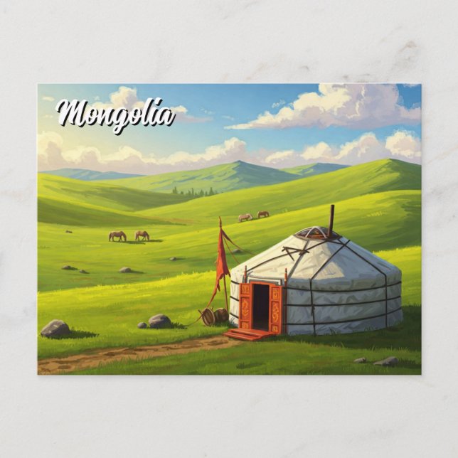 Mongolia Yurt Travel Postkarte (Vorderseite)