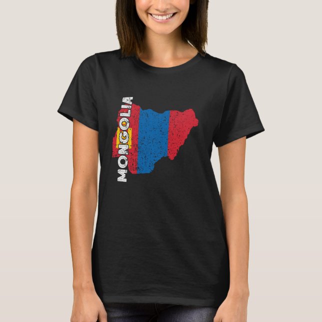 Mongolian Roots Mongolia Flag Map Mongolian Pride T-Shirt (Vorderseite)