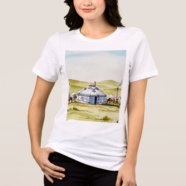 Mongolian yurt Tri-Blend shirt (Vorderseite)