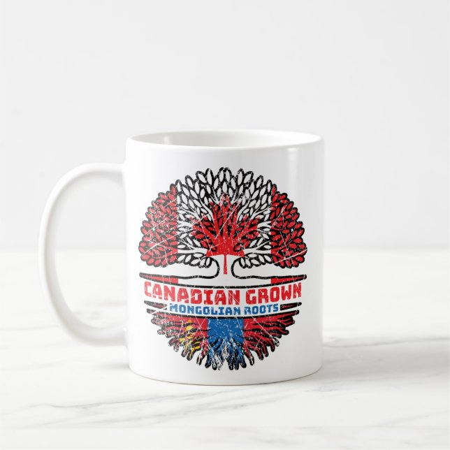 Mongolisch-Kanadische Baumfahne der Mongolei Kaffeetasse (Links)