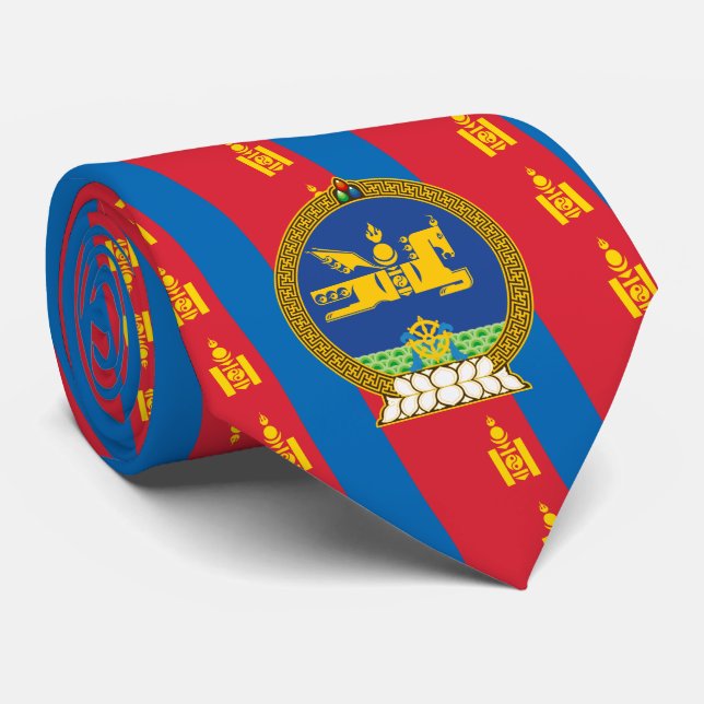 Mongolische Flagge & Emblem, Flagge der Mongolei Krawatte (Gerollt)