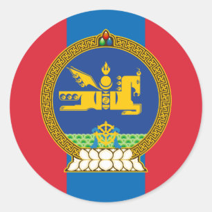 Mongolische Flagge & Emblem, Flagge der Mongolei Runder Aufkleber