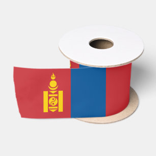 Mongolische Flagge & Mongolei - Reise, Urlaub/Spor Satinband