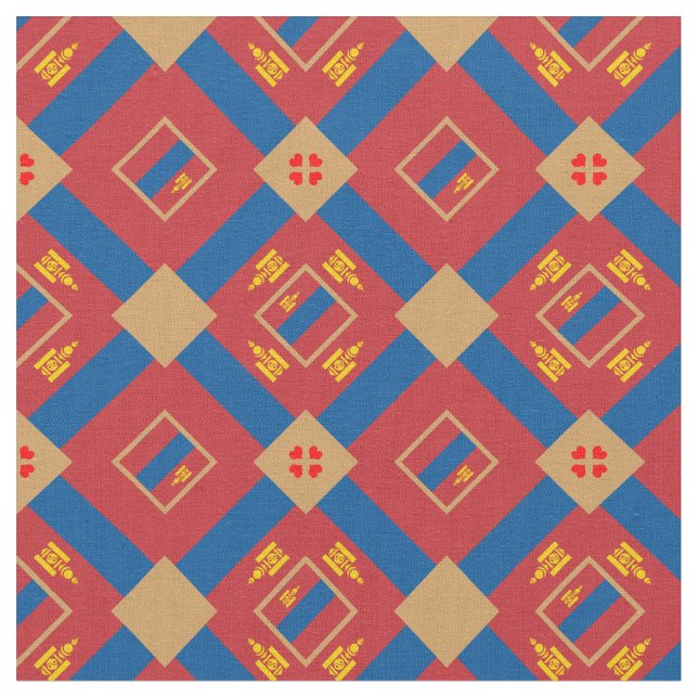 Mongolische Flagge & Mongolische Trendy Fabric Mod Stoff (Nahaufnahme)