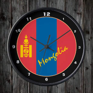 mongolische Flagge, patriotische mongolische Zuhau Runde Wanduhr