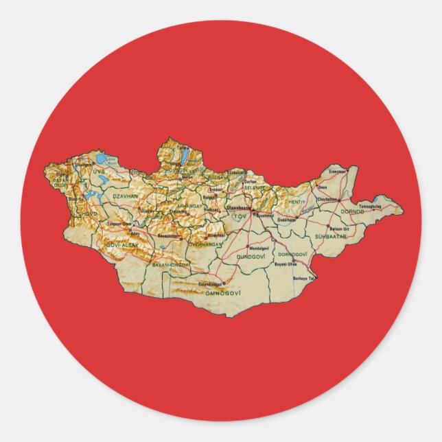 Mongolische Kartenaufkleber Runder Aufkleber (Vorderseite)