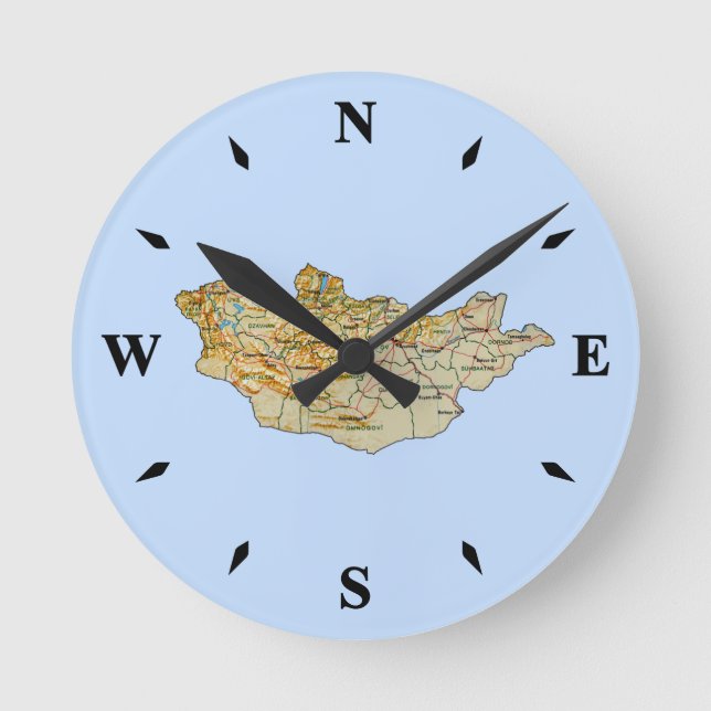 Mongolische Kartenuhr Runde Wanduhr (Vorderseite)