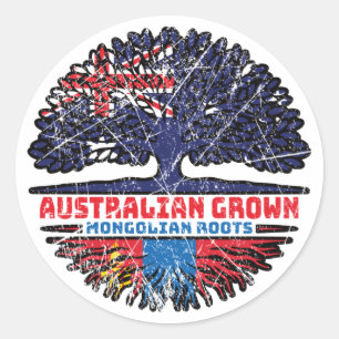 Mongolische Mongolei Australische Baumwurzel Runder Aufkleber