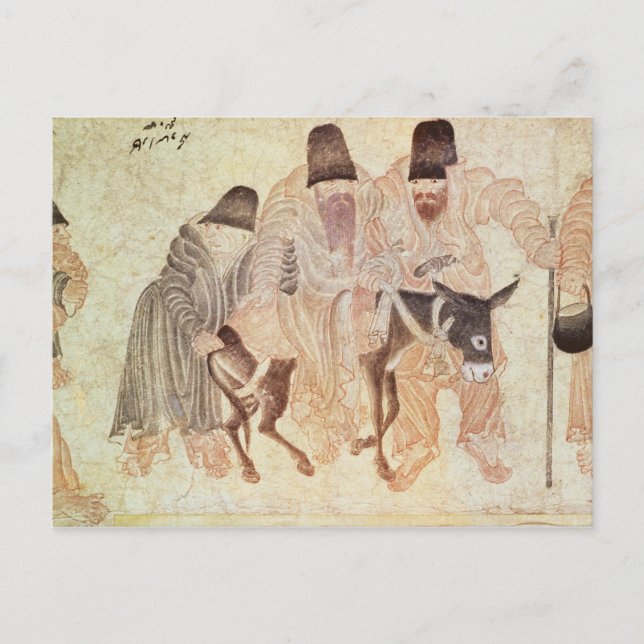 Mongolische Nomaden mit Esel aus dem 15. Jahrhunde Postkarte (Vorderseite)