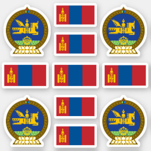 mongolische Staatssymbole / Wappen und Flagge Aufkleber