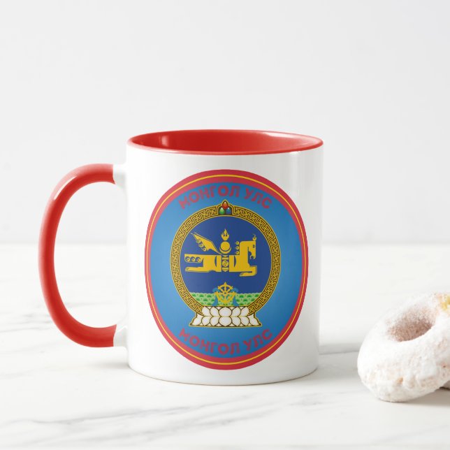 Mongolisches Erbe-Emblem Tasse (Mit Donut)