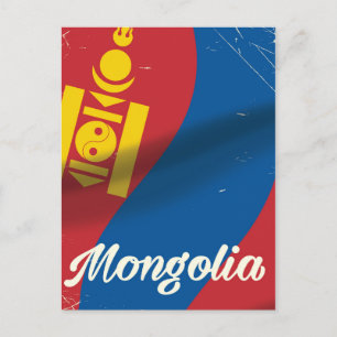 Mongolisches Vintages Reiseplakat Postkarte