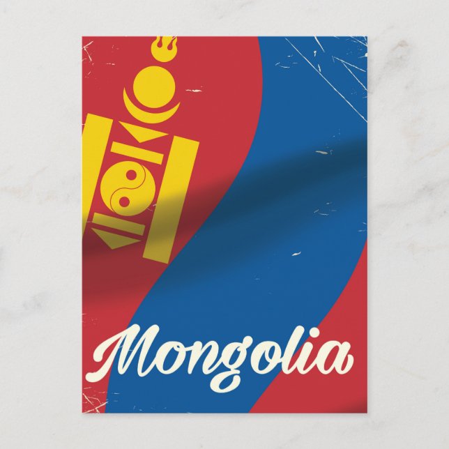 Mongolisches Vintages Reiseplakat Postkarte (Vorderseite)