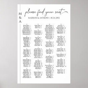 Mongram Alphabetisches Hochzeitdiagramm Poster