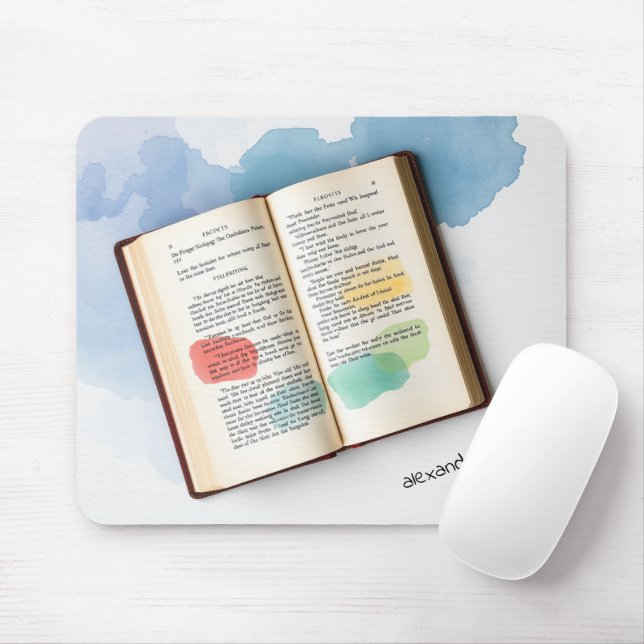 Mongram alte Buchdarstellung Watercolor Mousepad (Mit Mouse)